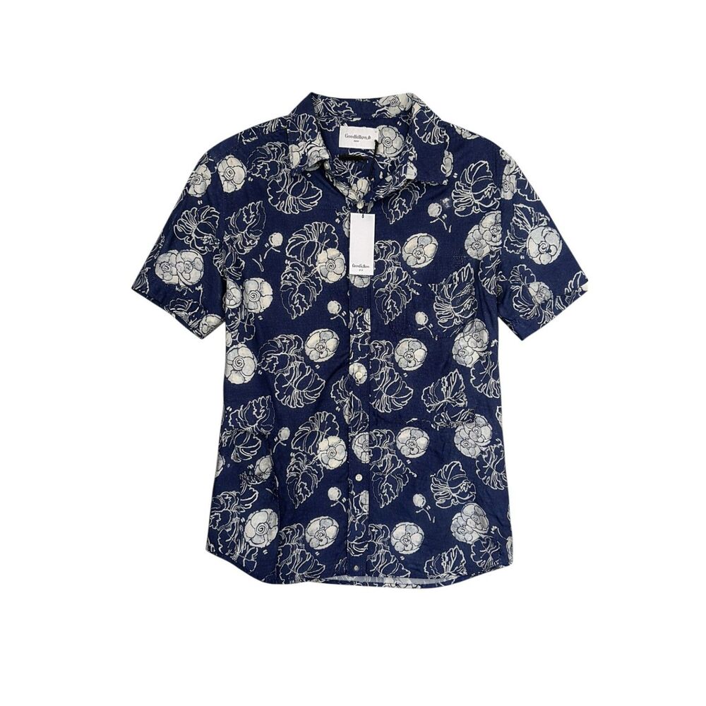 Goodfellow & Co Men’s Blue Floral Button-Down Shirt Large Tropical Print Shirt
